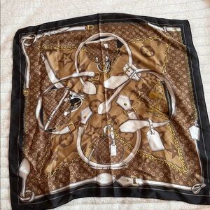 Brown and Gold Designer Scarf for Bags